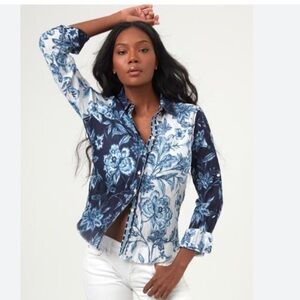 CINO Blue Floral Button-Down Shirt